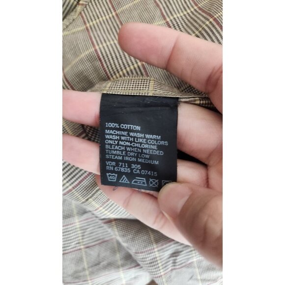 Nautical Mens Long Sleeve Button Down Plaid Brown Shirt M cotton - Picture 7 of 7